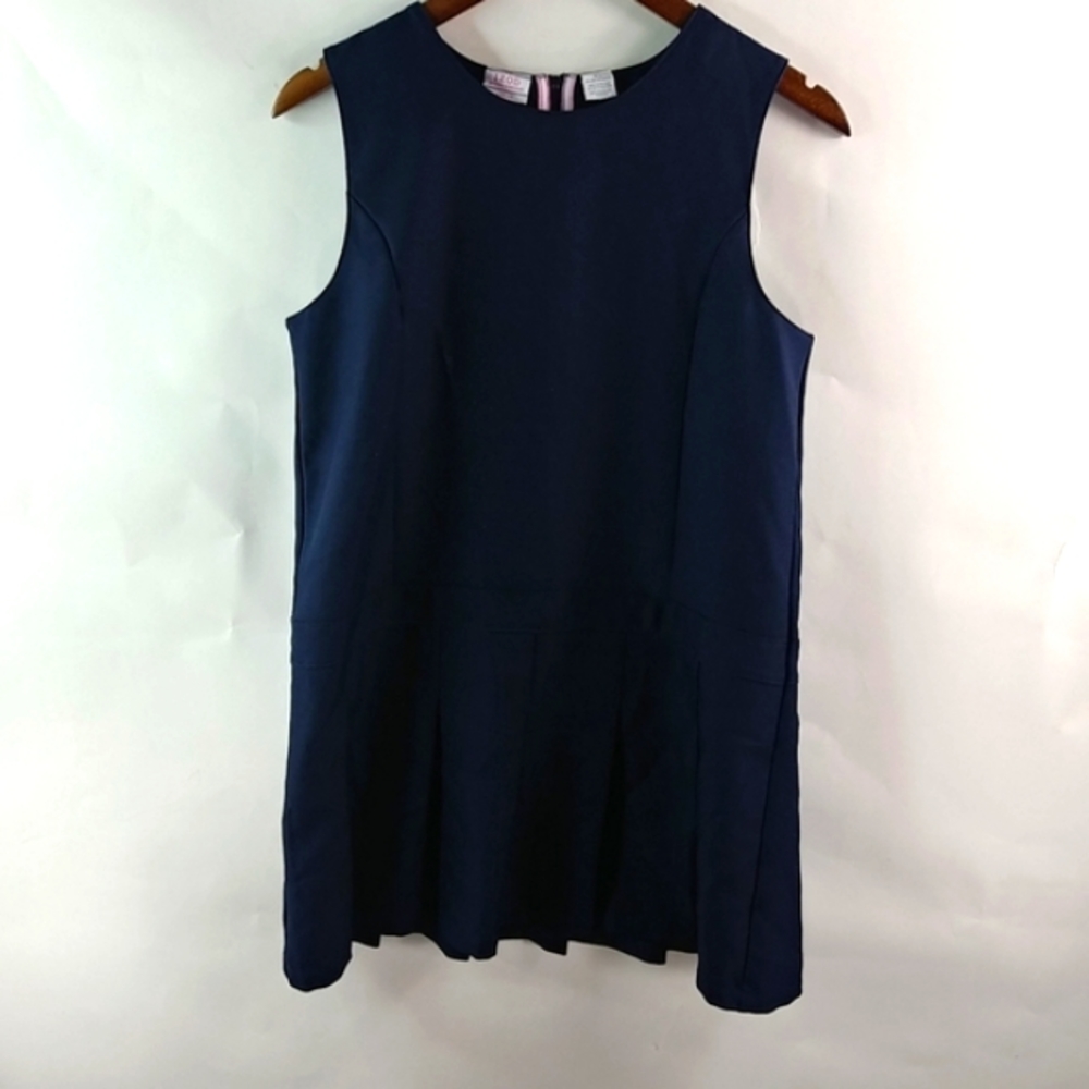 IZOD 14.5 L/XL Girls Double-Knit Jumper Uniform Dress in Navy Blue - Kids